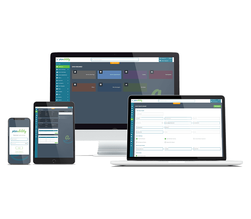 client portal interfaces on laptop, desktop, and smart phone